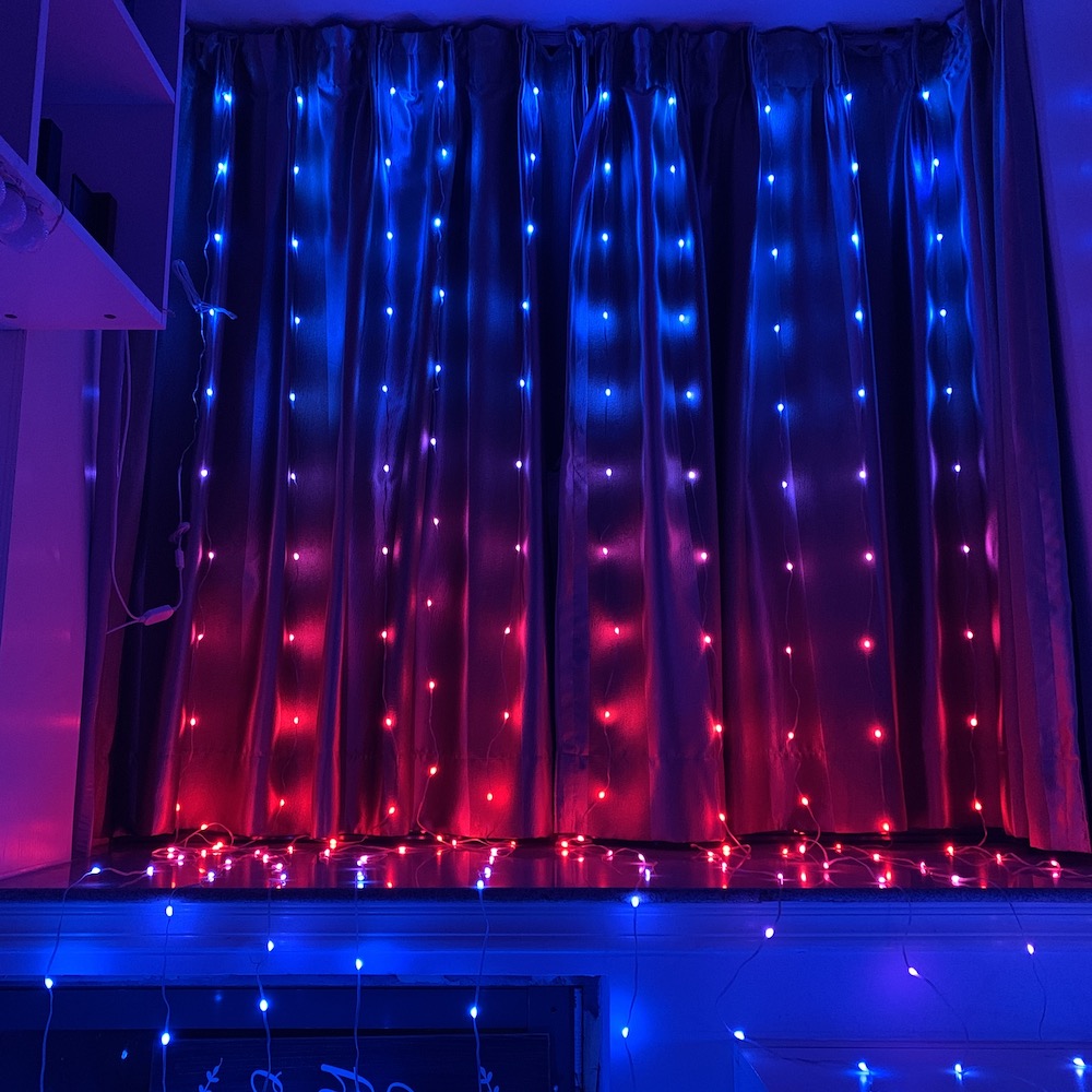 Smart Curtain Light RGBIC Color Changing Dance to Music Backdrop