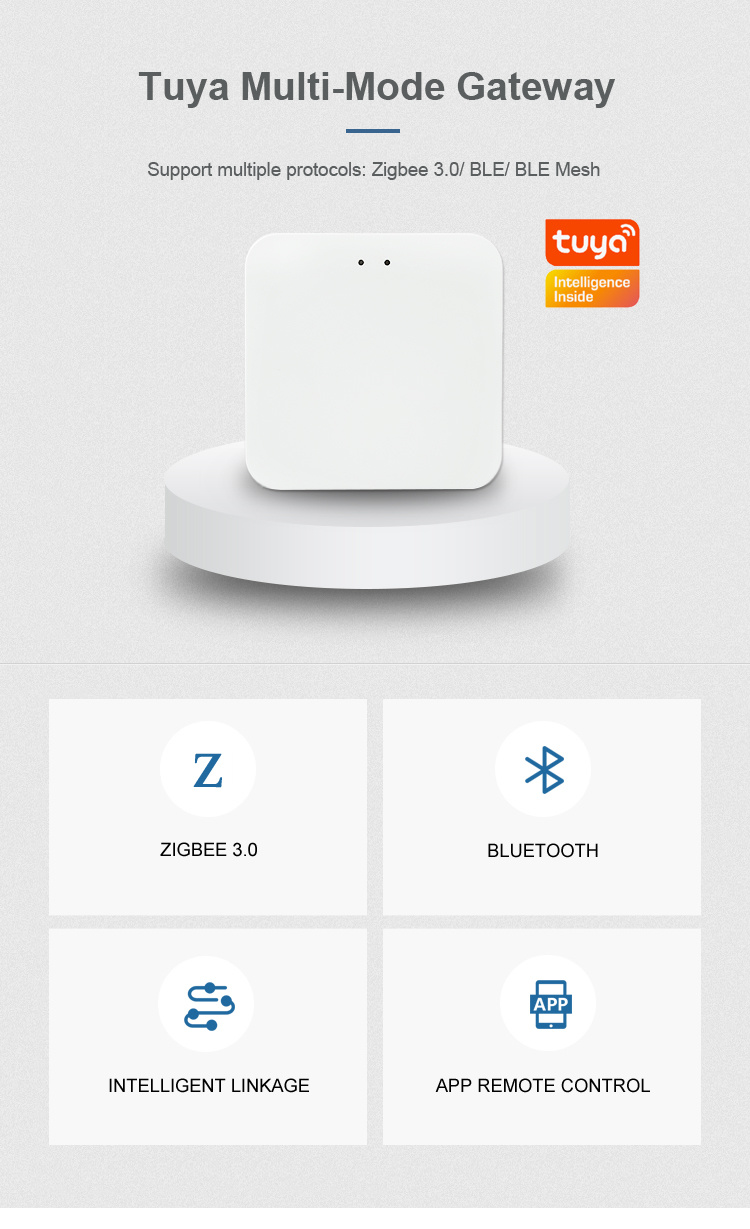 Passerelle multimode intelligente Tuya ZigBee WiFi BT Mesh Hub