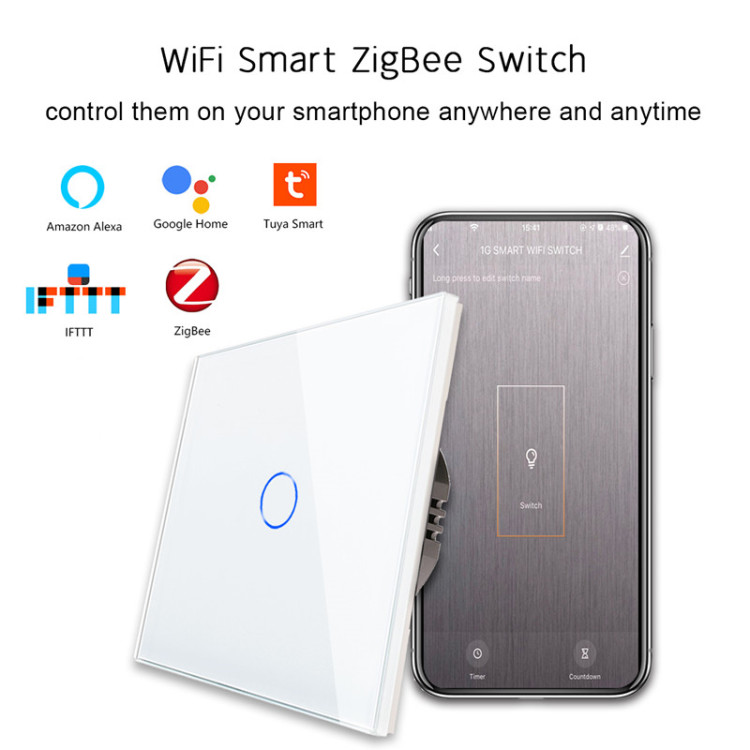 Bingoelec Smart Home Zigbee Tuya Controller System 1 Gang Smart Light  Switch, Light Switches