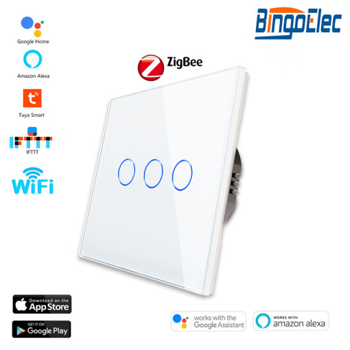 Tuya Smart Dimmer Light Switch Us/EU WiFi Zigbee RF433 Remote