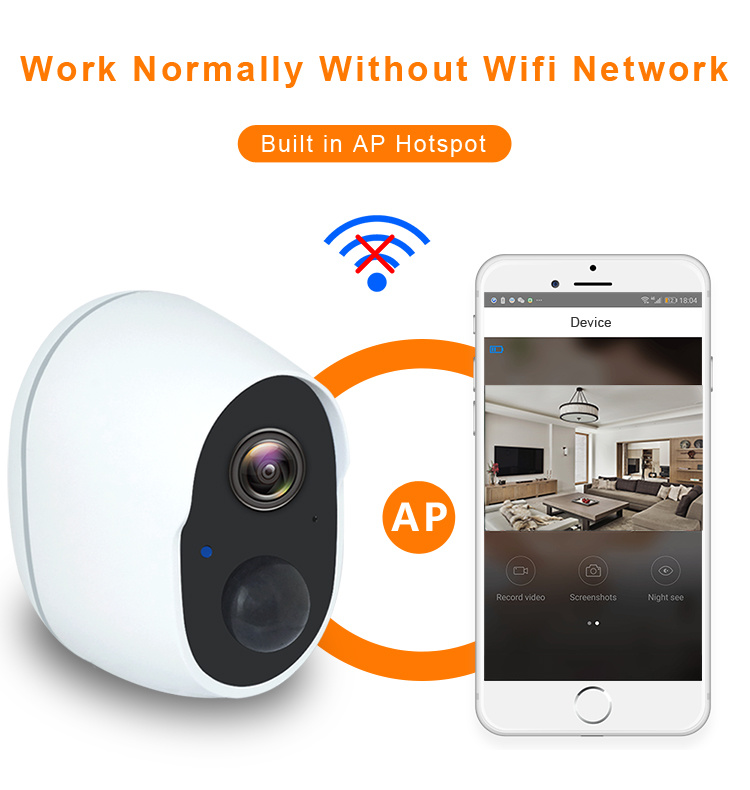 Outdoor Night Vision Low Power Waterproof Wifi Smart Battery Camera Wireless Security Camera HD 1080P