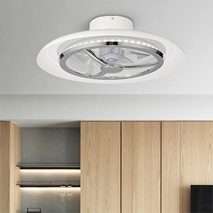 Smart Wi-Fi Ceiling Fan Light D550mm with Chrome Plated Ring for Room