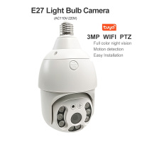 light bulb camera 3.0MP Tuya Wifi PTZ Camera With Two Way Audio 360 degree Motion Detection