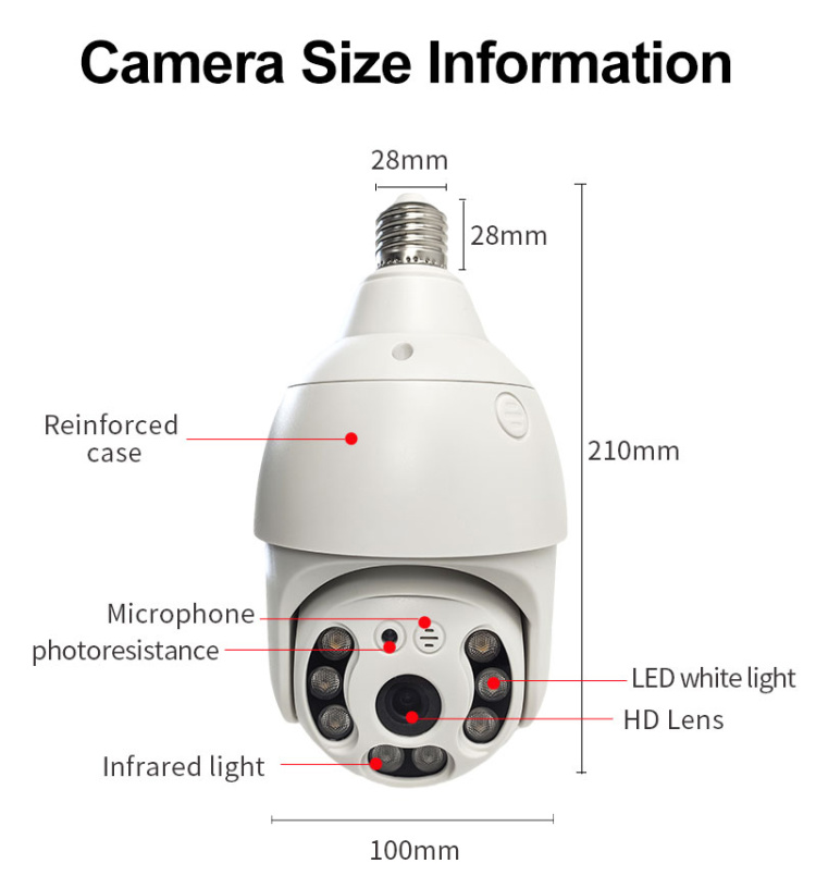 Tuya Smart Life Tuya Smart Life Camera Light Bulb, 3MP Wireless WiFi PTZ IP  Camera, Outdoor IP66 Waterproof Two Way Audio Night Vision Security  Surveillance 