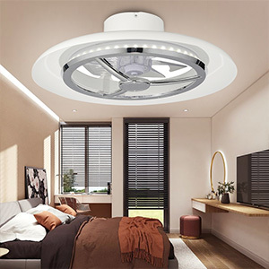 Smart Wi-Fi RGBCW Ceiling Fan Light D550mm with Chrome Plated Ring for Room