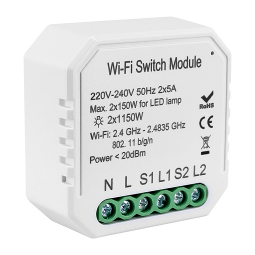 2 Gang Wi-Fi Relay Switch Module