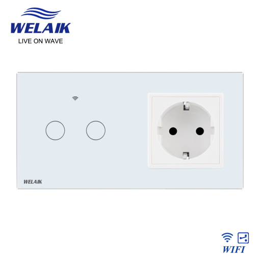 WELAIK EU 151*80mm Wifi switch wall switch Aisle Stairs 2gang2way Light switch Touch Switch 16A wifi wall Socket