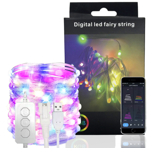 Smart Fairy String Lights RGBIC USB Bluetooth with Timer and Remote, Music Sync Modes Light for Christmas tree