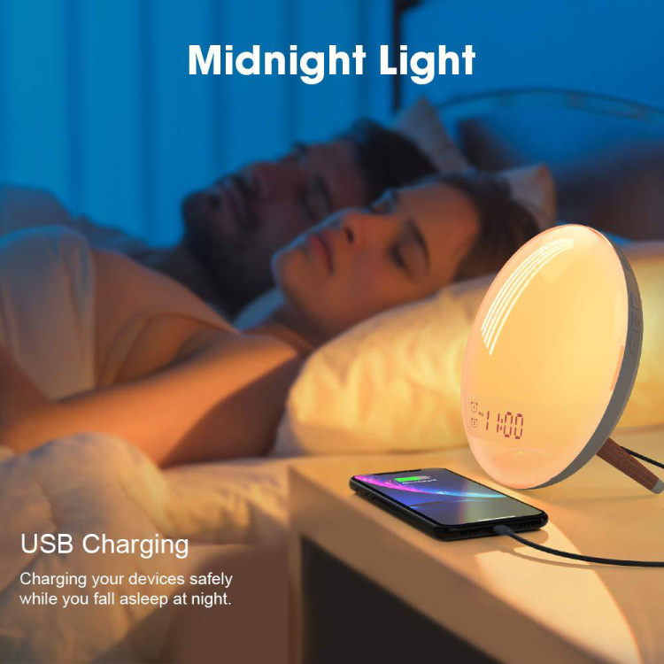 Tuya Wake Up Light Sunrise Alarm Clock WiFi Smart 7 Colors Sunrise Sunset  FM Radio Digital Nightlight Clock For Alexa Go, Table Lamps