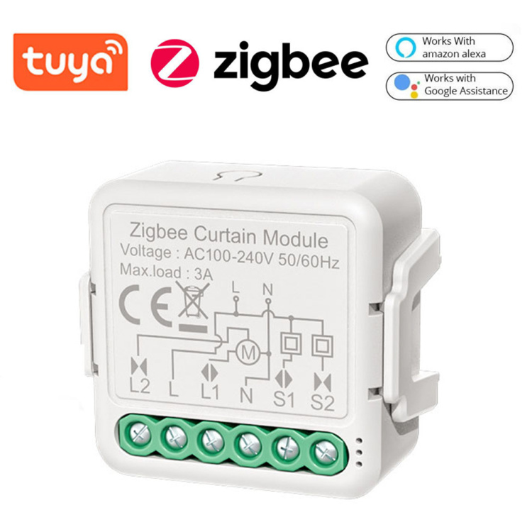 ZigBee / Wi-Fi Curtain Switch Module for Roller Shutter Blind Motor with Alexa Google Home Tuya Smart Life App