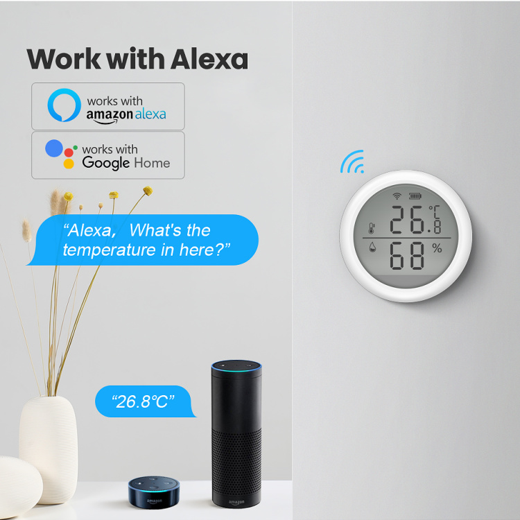 1 Pcs Tuya Smart Zigbee LCD Temperature and Humidity Sensor Wireless  Detector Intelligent Linkage Support Alexa Google Home