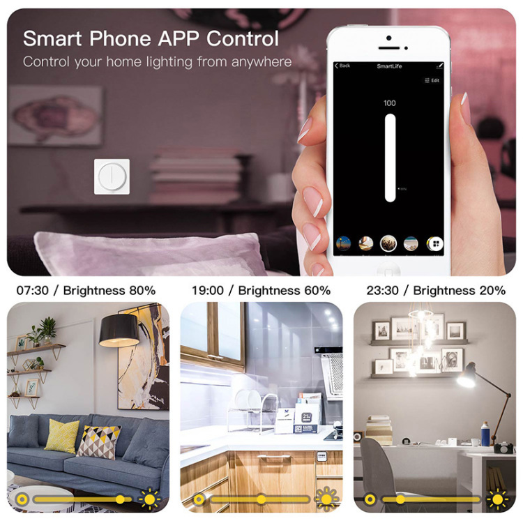 Wi-Fi ZigBee Smart Rotary/Touch Dimmer Switch Smart Life APP Wireless Remote Voice Control Work with Alexa Google Ass