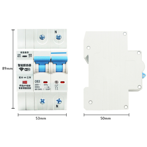 2P Wi-Fi Intelligent Circuit Breaker Air Switch Automatic Switch Overload Short Circuit Protector With Energy Monitoring