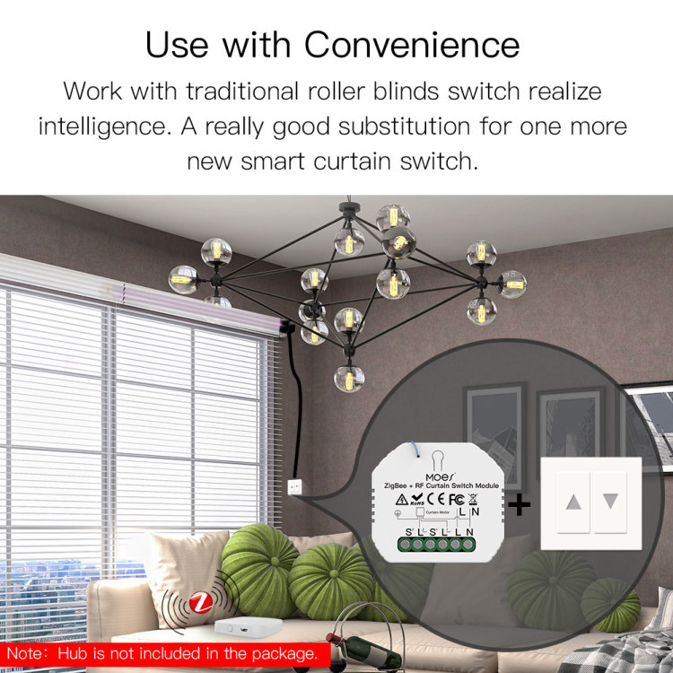 WiFi Curtain Light SwitchWireless RF433 Smart Curtain Motor Switch – MOES