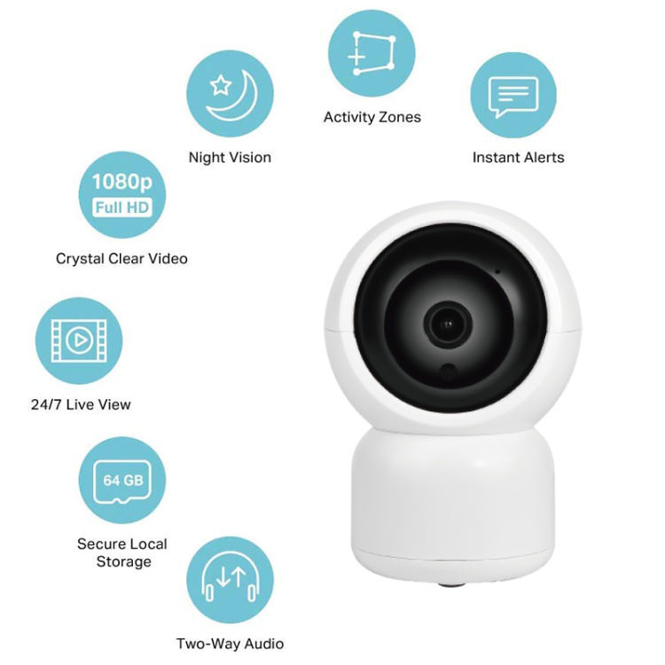 1080P Wi-Fi Indoor Security Camera Mobile Tracking Two Way Audio Baby Monitor 