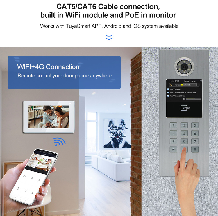 4 apartment video intercom system