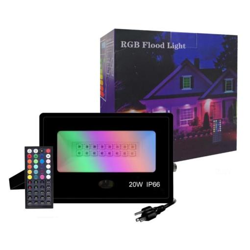 20W RGBW Flood Light 16 Million DIY Color IP66 Waterproof 44 Key Remote control Dimmable Uplight for Event Decoration