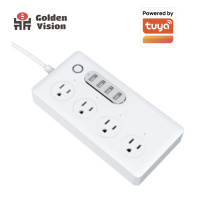 US Wi-Fi Power Strip Extension Lead with 4 USB Ports Desktop Power Strip Smart Charging Station 3 Outlets 