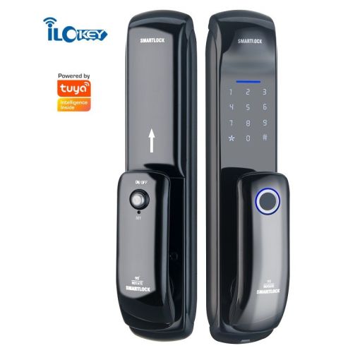iLockey Smart Door Lock with Biometric Fingerprint Lock, Electronic Security Lock with Password and IC Card