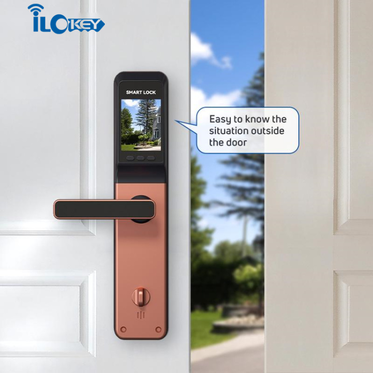iLockey Safety Cat Eyes Camera View Electric Digital Big Gate Wi-Fi Fingerprint Smart Door Lock