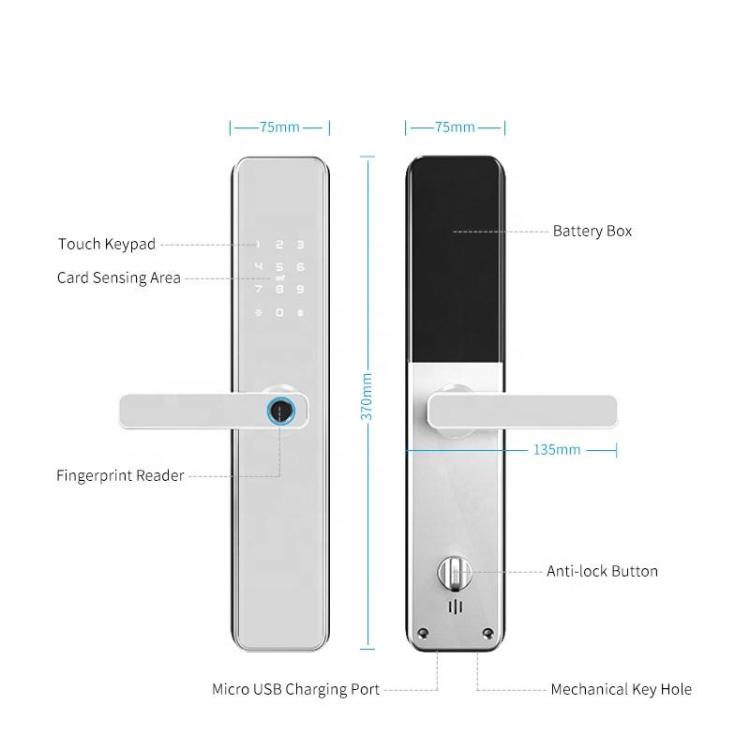 Fechadura Eletronicos Inteligente Bluetooth Digital Smart Door Lock (Size :  62mm, Color : Grey_97MM_C-Left Outside) 