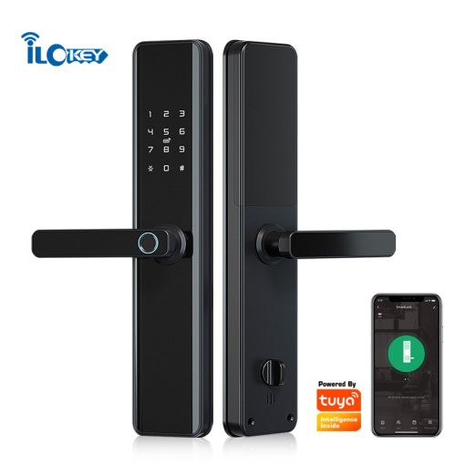 iLockey Smart Door Lock with Wi-Fi, Electronic Fingerprint Lock, for Tuya Smart Home, Password, Keyless Entry Handle