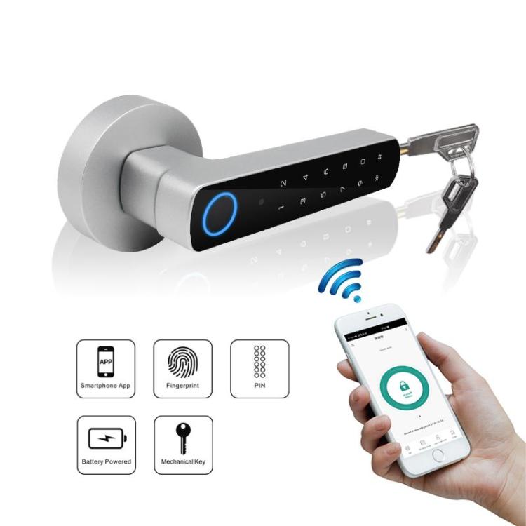 TuyaSmart Bluetooth Fingerprint & PIN Smart Door Lock (Silver Color)