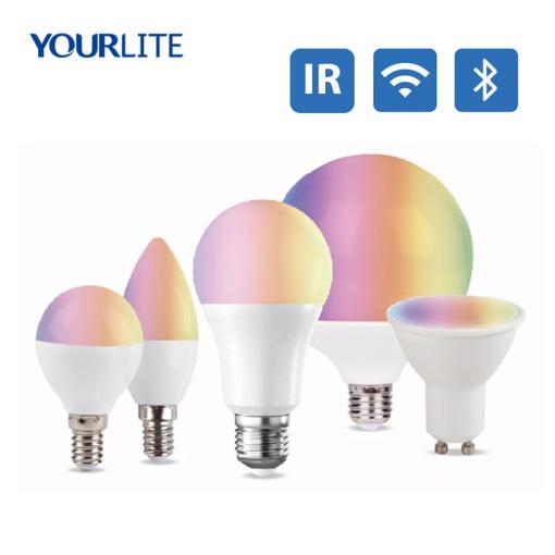 Smart LED Bulb Wi-Fi IR Bluetooth RGB CCT DIM A60 C37 G45 GU10 LED Bulb