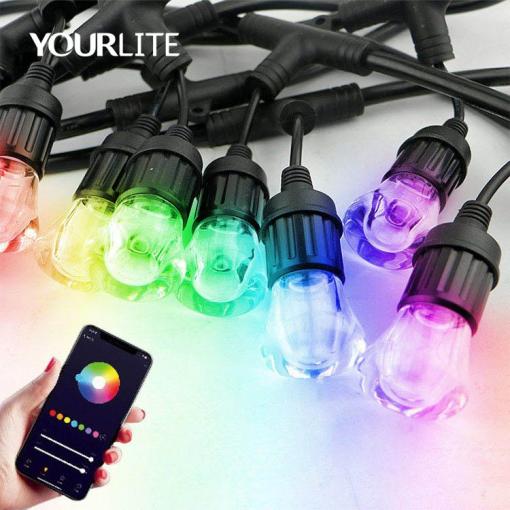 Smart Control LED String Lights, 5C Cable PMMA Cover 12V 0.5W RGB integrated bulbs Christmas Lights LED Decoration Strin