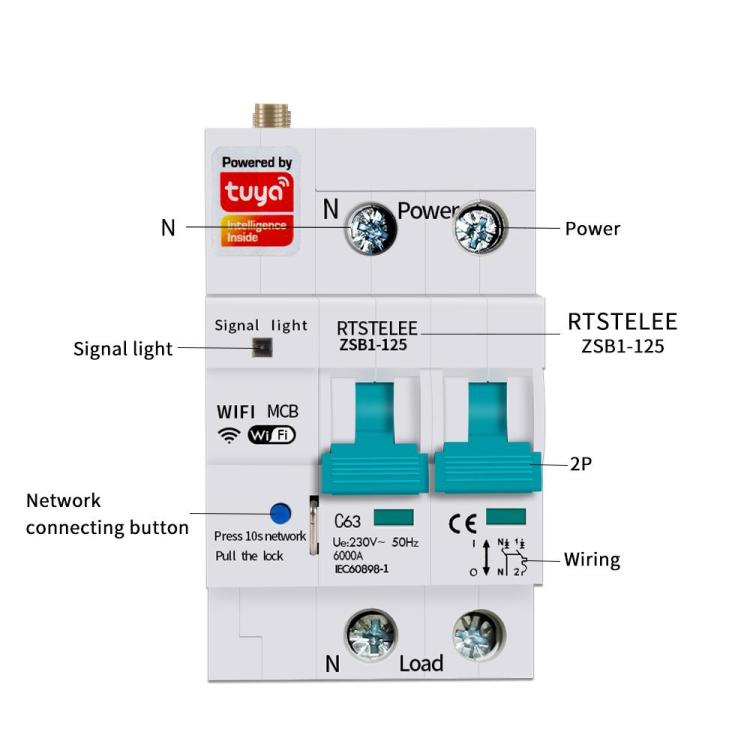 Tuya/Smart Life APP WIFI Breaker 220V, Air-break Switch