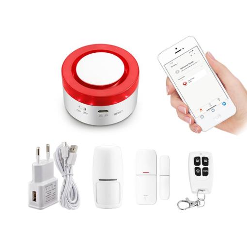 Wi-Fi Alarm System On Site High-decibel Alarm Flashing Lights and Other Alarm Modes