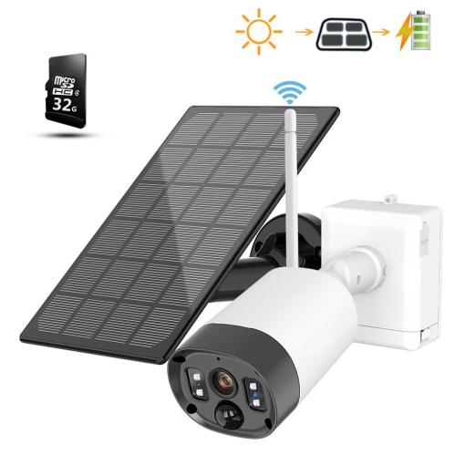 Solar Security Camera+Solar Panel,10000mAh Battery solar charging,2-Way Audio,1080HD Night Vision Motion Detection