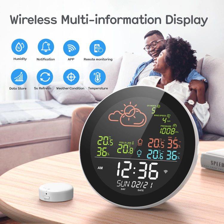 Indoor Temperature and Humidity Weather Station Clock with Sound