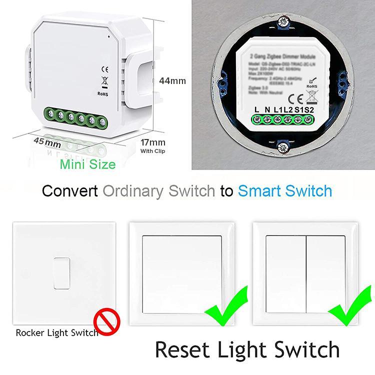 Mini In-wall Dimmer Smart Life Mobile App Control Wifi Smart Light Switch Module