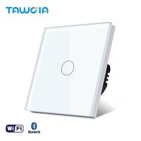 TAWOIA Wi-Fi Smart Switch 1 Gang 1 Way No Neutral Line White Color Tempered Glass Panel Smart Life App TW-WF101L-WT