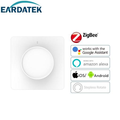EU Smart Rotary Dimmer, Neutral Required, Zigbee, ON/OFF, Adjust Brightness, Voice Control