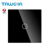 TAWOIA Novelty 1 Gang L Wire Zigbee Protocol EU 86mm Single Square Glass Panel Wall Switch for Smart Home