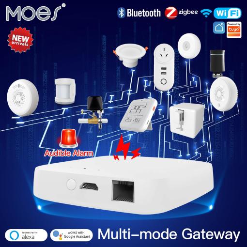 Smart Wired Multi-mode Smart Home Gateway ZigBee WiFi Bluetooth Mesh Hub Away Stay Home Security Protect Mode Funct