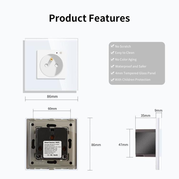 Smart Socket 16A With Power Metering Tuya Smart Mobile Control Bluetooth  Smart Germany Socket Type F With CE ROHS, Wall Sockets