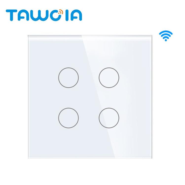 TAWOIA 4 Gang Wi-Fi Glass Switch DIY Smart Home Tuya Intelligent Neutral Line Smart Switch