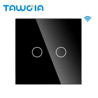 TAWOIA Unique Glass Panel 1000w Powerful Good Quality 2 Gang Wall Light Switch Tuya Smart Wi-Fi Smart Switch