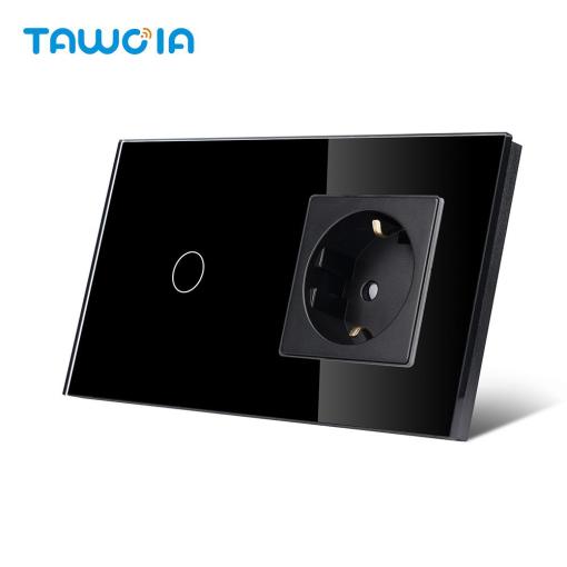 TAWOIA Wi-Fi Switch 800w with 16A Power Socket Intelligent Smart Wi-Fi Type F Socket 157 Double Frame German Socket