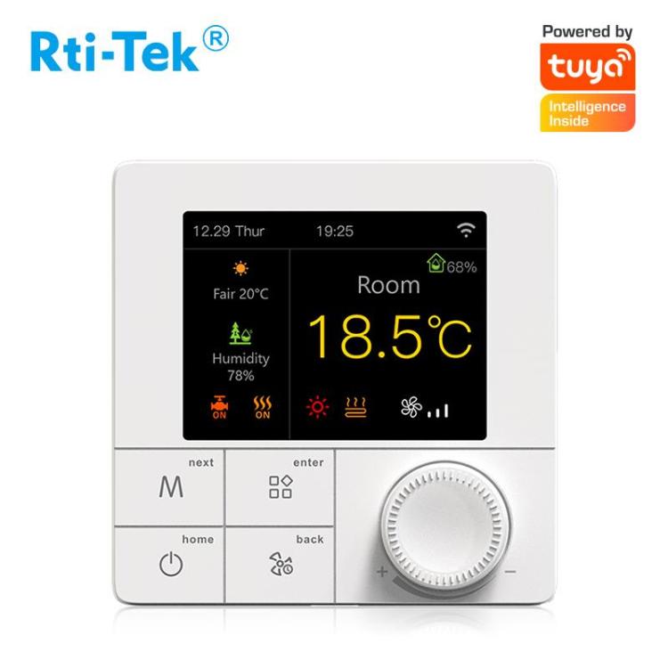 RGB Colorful LCD Screen 3A Smart Wi-Fi/485 Modbus Fan Coil Thermostat OEM Works with Alexa and Google