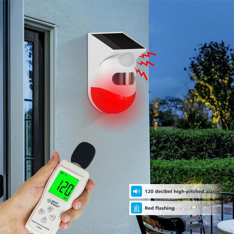 Angus WiFi Solar Powered Infrared Motion Sensor Detector Siren Strobe Alarm System Waterproof Support RC and Mobile