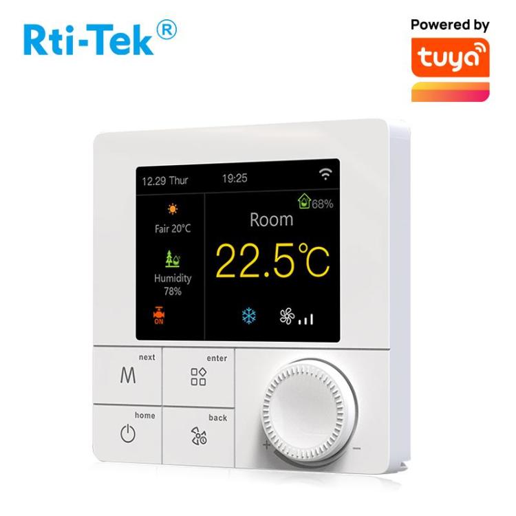 RGB Colorful LCD Screen 3A Smart WiFi Fan Coil Thermostat ODM Works with Alexa and Google