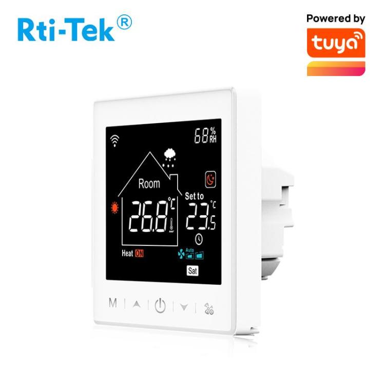 OEM 3A Smart WiFi/485 Modbus Fan Coil Thermostat for 4-pipe System Works with Alexa and Google