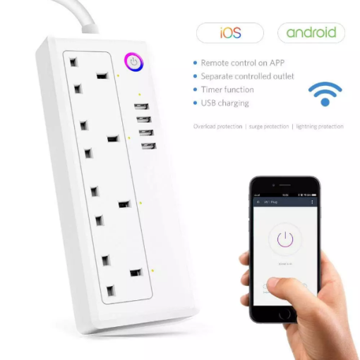 UEMON Smart Home UK Standard Power Strip With USB Slot & 4 Outlets