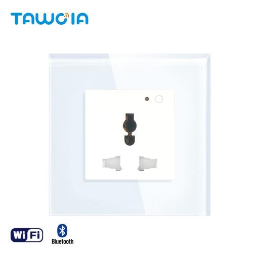 TAWOIA Wi-Fi Multi-Function Smart Universal 13A Socket Common Wifi Tuya Smart Indoor Glass Normal 3pin Socket 