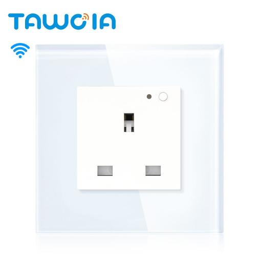 TAWOIA Wi-Fi 13A UK Type British Socket 3.4 Inch Glass Frame UK Module Wall Smart Socket