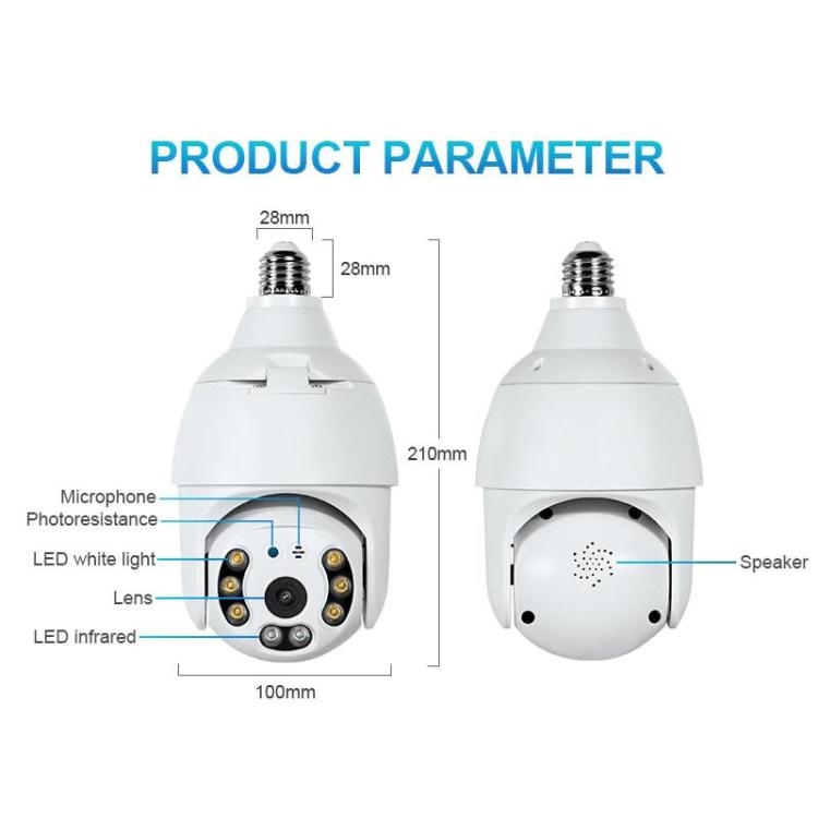 YCWG Tuya Smart Life Telecamera IP E27 Lampadina, Telecamera di sicurezza  PTZ WIFI da 3MP, Sorveglianza video per visione notturna con audio  bidirezionale impermeabile IP66 da esterno : : Elettronica